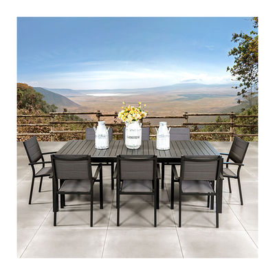 Muebles para restaurantes al aire libre Conjunto de comedor de metal con 8 asientos Mesa expandible de AJUNION