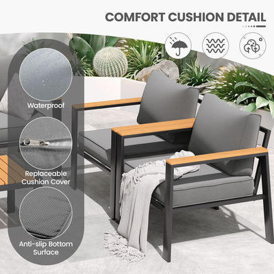 Muebles de jardín de metal modernos de 7 plazas para sofá seccional al aire libre y muebles de patio