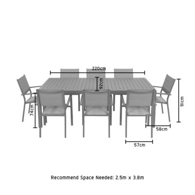 Muebles para restaurantes al aire libre Conjunto de comedor de metal con 8 asientos Mesa expandible de AJUNION