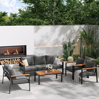 Muebles de jardín de metal modernos de 7 plazas para sofá seccional al aire libre y muebles de patio