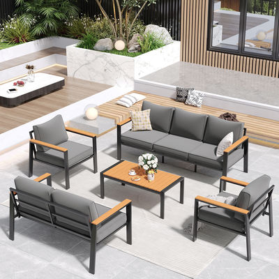 Muebles de jardín de metal modernos de 7 plazas para sofá seccional al aire libre y muebles de patio