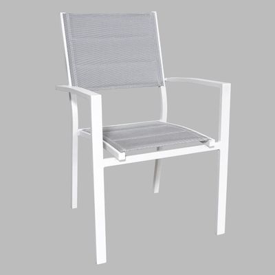 Set de comedor al aire libre de aluminio de estilo moderno 12 asientos sillón y mesa de comedor extensible