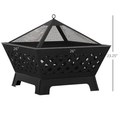 Cubierta negra de metal Fuego de leña para patio exterior jardín campamento de hoguera