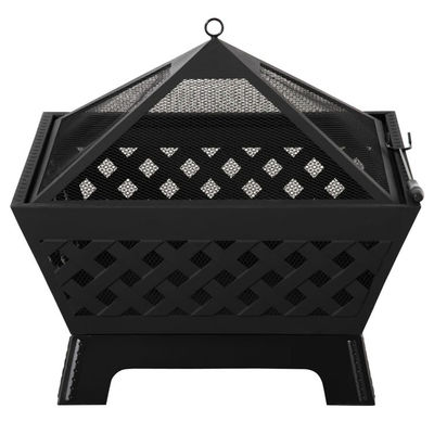 Cubierta negra de metal Fuego de leña para patio exterior jardín campamento de hoguera