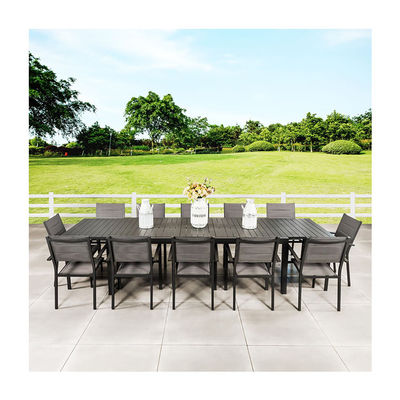 Muebles de metal para el exterior Set de comedor AJUNION Luxury Aluminio Mesa de metal expandible