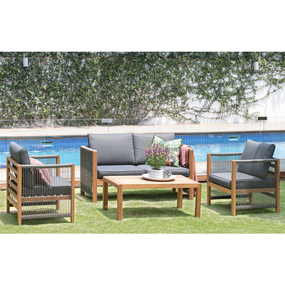 Muebles para exteriores con sillas de madera y tejido de ratán PE W71 x D66 x H64cm