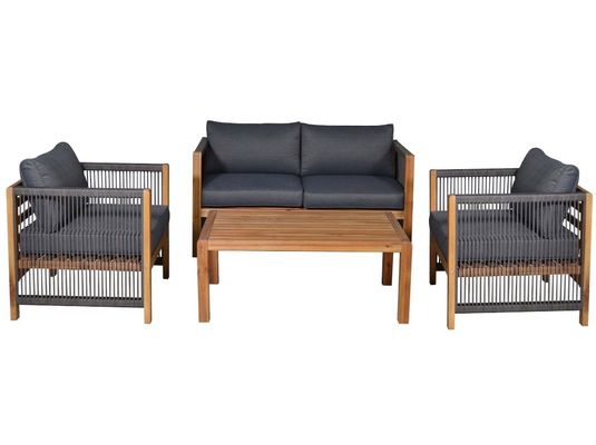 Muebles para exteriores con sillas de madera y tejido de ratán PE W71 x D66 x H64cm