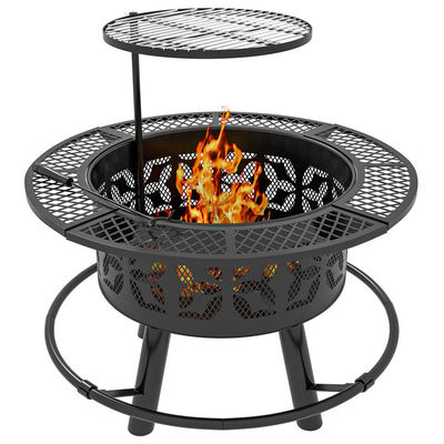 Calentamiento exterior portátil acero redondo chimenea de leña carbón de leña parrilla Kit de quemador de chimenea