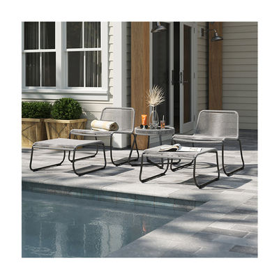 Conjunto de jardín de diseño minimalista con 2 asientos Muebles al aire libre Salón para jardín junto a la piscina