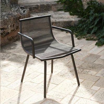 Conjunto de jardín minimalista de metal AJUNION silla de comedor de aluminio tejido de cuerda muebles de exterior