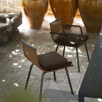 Conjunto de jardín minimalista de metal AJUNION silla de comedor de aluminio tejido de cuerda muebles de exterior