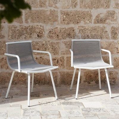 Conjunto de jardín minimalista de metal AJUNION silla de comedor de aluminio tejido de cuerda muebles de exterior
