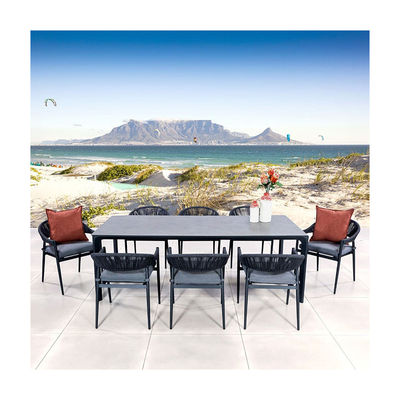 Sillón de cuerda de tejido sillas de comedor sillas de comedor para el jardín de tamaño grande moderno 8 plazas de exterior