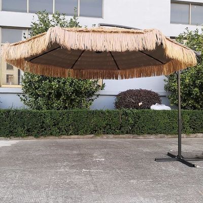 Jardín al aire libre Patio de la playa de la paja romana de gran tamaño con sombrilla solar de aluminio