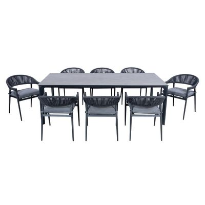 Sillón de cuerda de tejido sillas de comedor sillas de comedor para el jardín de tamaño grande moderno 8 plazas de exterior
