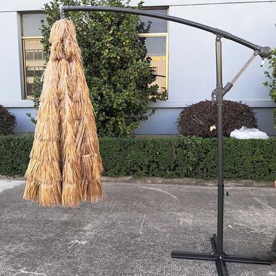 Jardín al aire libre Patio de la playa de la paja romana de gran tamaño con sombrilla solar de aluminio