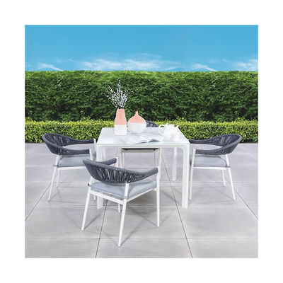 Muebles de jardín de comedor de cuerda de aluminio con 4 asientos Comedor al aire libre de AJUNION