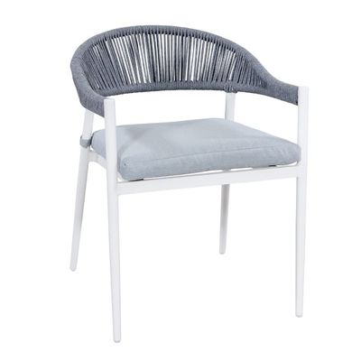 Muebles de jardín de comedor de cuerda de aluminio con 4 asientos Comedor al aire libre de AJUNION