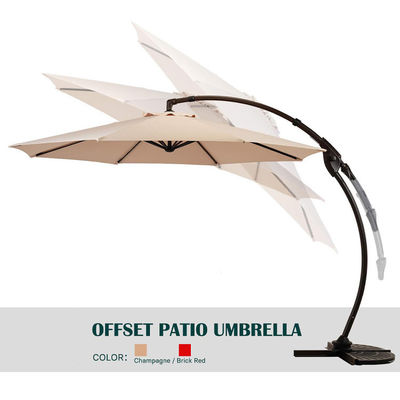 Paraguas de jardín de patio exterior de aluminio con voladizo curvo en forma de S