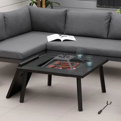 Relajarse en estilo cuadrado cerámica de madera que quema la mesa de fuego pozo para el patio trasero jardín de acampada