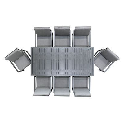 Silla de comedor y mesa de comedor de metal para 8 asientos en Villa Comedor al aire libre