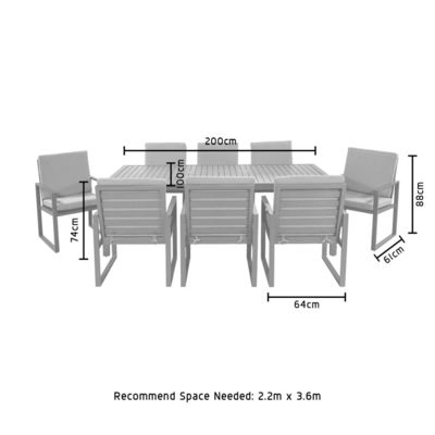 Silla de comedor y mesa de comedor de metal para 8 asientos en Villa Comedor al aire libre