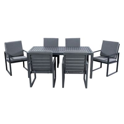 Envases incluidos AJUNION Muebles de comedor al aire libre de aluminio y metal para 6 personas