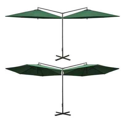 Tejido de metal Restaurante al aire libre Hotel Patio Cafetería Jardín Impermeable Colgante Plátano Doble Parasole Paraguas