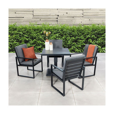 Mesa de comedor al aire libre de altura ajustable con sillón AJUNION Modern Aluminio Patio Set