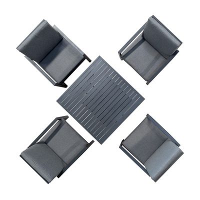 Mesa de comedor al aire libre de altura ajustable con sillón AJUNION Modern Aluminio Patio Set