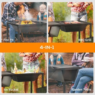 Jardín al aire libre 4 en 1 Fuego de madera de metal Fuego de hielo Frío de cubo Frío de carbón Grill de barbacoa