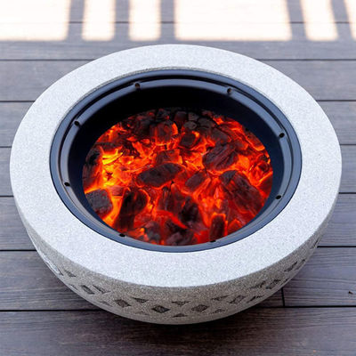 3 en 1 Fuego redondo de leña carbón de hierba mesa de barbacoa para el patio exterior de metal
