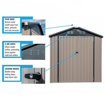 Tipo de acero de almacenamiento de metal para el patio trasero AJUNION 6x4 Outside Galvanized House