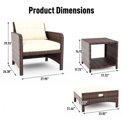 27.95 x 26.38 x 29.53 pulgadas. AJUNION 5-piece sillas de patio al aire libre de ratán con otomanos