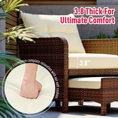 27.95 x 26.38 x 29.53 pulgadas. AJUNION 5-piece sillas de patio al aire libre de ratán con otomanos