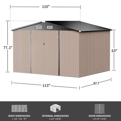 113 * 8,7 * 63 pulgadas moderno jardín de césped herramienta cobertizo Casa para el almacenamiento de jardín a prueba de agua