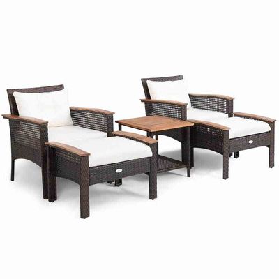 Capacidad de peso otomano 5 piezas Salón al aire libre Conjunto de madera vintage