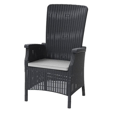 Silla de jardín para muebles de exterior de plástico de espalda alta Silla de brazo para comedor en el patio