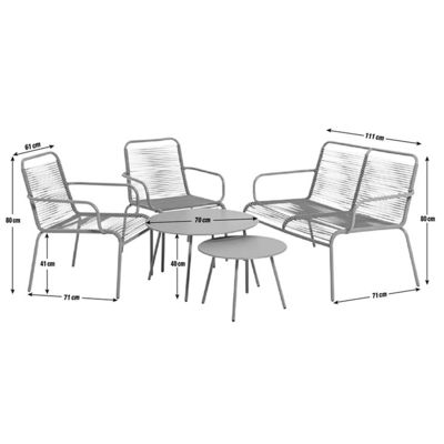 Villa AJUNION 4 asientos Muebles de jardín de metal Balcón Patio Conjunto Bistro Conjunto de acero Conjunto de jardín