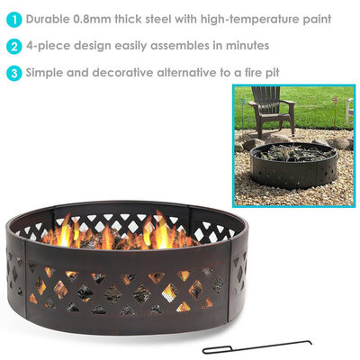 Patio al aire libre Jardín Fuego de campamento Fuego Pit Anillo con Poker 360 grados redondo