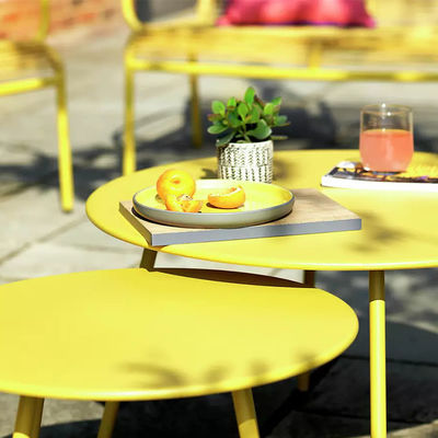 Villa AJUNION 4 asientos Muebles de jardín de metal Balcón Patio Conjunto Bistro Conjunto de acero Conjunto de jardín