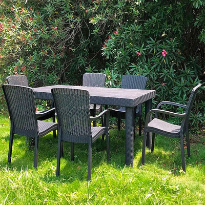 Ocio al aire libre Silla de plástico apilable con respaldo alto para Villa Patio Jardín Cafetería