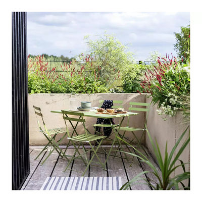 AJUNION 4 asientos Patio de metal plegable Conjunto de jardín de acero Conjunto de mesa plegable y silla Conjunto de bistró al aire libre