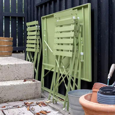 AJUNION 4 asientos Patio de metal plegable Conjunto de jardín de acero Conjunto de mesa plegable y silla Conjunto de bistró al aire libre