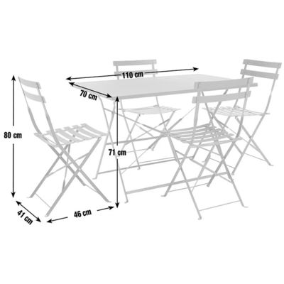AJUNION 4 asientos Patio de metal plegable Conjunto de jardín de acero Conjunto de mesa plegable y silla Conjunto de bistró al aire libre