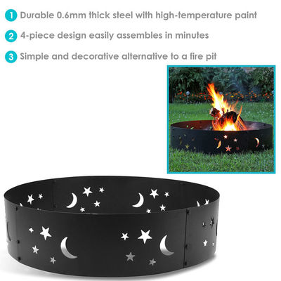 Patio al aire libre Fuego negro Camping 360 grados redondo de trabajo pesado portátil chimenea de leña con póquer