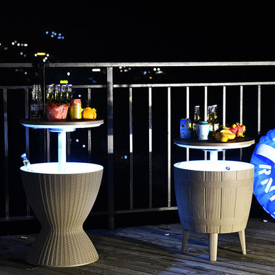Acampada plegable al aire libre Picnic en la playa Cafetería Bistro Bar Chill Ice Cooler Lift Top Wine Beer Table con almacenamiento