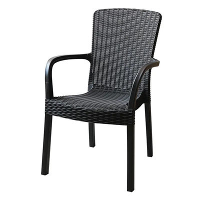 Logotipo personalizado de mesa y silla de comedor de rattan de plástico nórdico para ocio diseño apilable