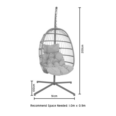 Cuadro de acero W100xL95xH200cm Silla colgante de patio para relajación al aire libre