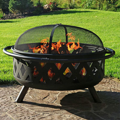 Patio al aire libre jardín hoguera campamento metal fuego pozo tazón con póquer y cubierta